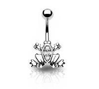 Piercingfaktor Bauchnabelpiercing Chirurgenstahl Bauch Bauchnabel Piercing Banane Stecker Anhänger mit Kristall Frosch Silber Clear