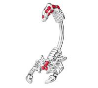 Piercingfaktor Bauchnabelpiercing Chirurgenstahl Bauch Bauchnabel Piercing Banane Stecker Anhänger mit Kristall Reverse Skorpion Silber Rot