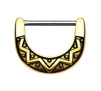 Piercingfaktor Brustpiercing Brustwarzen Intimpiercing Nippelpiercing Barbell Intim Nippel Brust Piercing Tribal Clicker Ring Schild Gold 1,6mm