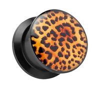 Piercingfaktor Ohr Plug Flesh Tunnel Piercing Ohrpiercing Schraub Schraubverschluß Kunststoff Schwarz Leoparden Style 12mm