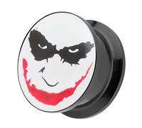Piercingfaktor Ohr Plug Flesh Tunnel Piercing Ohrpiercing Schraub Schraubverschluß Picture Crazy Motiv Batman Joker Face Comic 6mm