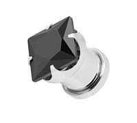 Piercingfaktor Ohr Plug Flesh Tunnel Piercing Ohrpiercing Schraub Schraubverschluß Quadrat Silber mit Kristall 4mm Schwarz