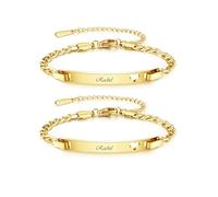 PiercingJak Freundschaftsarmband mit Gravur Damen Edelstahl Armband Herz Armkette Freundschaftsarmbänder Freundschaft Personalisierte Geschenke für 2 Beste Freundin Freunde, Gold