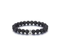 PiercingJak Herren Armband mit Namen Gravur Männer Perlenarmband Edelstahl Namensperlen 8mm Lavasteine Perlen Armbänder Edelsteine Spiritueller Schmuck Personalisierte Geschenke für Mann