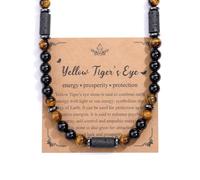 PiercingJak Herren Halskette Tigerauge Obsidian Lavastein Perlen Kette Männer Kristallkette Perlenkette Edelstein Heilsteine Schmuck Amulett Spirituelle Geschenk für Mann, 50.8cm