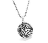 PiercingJak Herren Halskette Wikinger Helm der Ehrfurcht Aegishjalmur Anhänger mit Edelstahl Kette Nordische Talisman Schmuck Amulett Geburtstag Geschenk für Männer Jugendliche