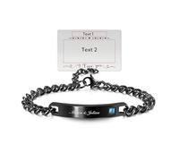 PiercingJak Partnerarmbänder mit Gravur Damen Herren Armband Edelstahl Paar Partner Armbänder Freundschaftsarmbänder Armkette mit Strass Liebe Freundschaft Personalisierte Geschenke, Schwarz
