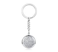 PiercingJak Schlüsselanhänger, Medaillon, Foto, Schlüsselanhänger, zum Öffnen, Edelstahl, rund, Blume, Vintage, Schmuck, Geschenk für Geburtstag, Valentinstag, Muttertag, silber, One size