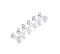 PiercingJak Tragus Piercing Stekcer Bioflex Acryl Helix Ohrstecker 7mm 16G Ohrpiercing mit Kugel Mond Stern Herz Blume Blitz Punk Schmuck, Klar Flexible Piercingstecker