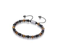 PiercingJak Unisex Perlenarmband Tigerauge Obsidian Hämatit 3fache Schutzstein Armband für Herren Damen 6mm Steine Perlen Armbänder Heilsteine Schmuck Amulett Spirituelle Geschenke, 17,8cm - 27cm