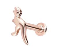 PIERCINGLINE 14 Karat Gold Labret Ohr-Piercing mit Push Fit DINOSAURIER Roségold 1 x 5 mm