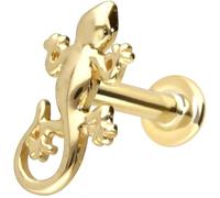 PIERCINGLINE 14 Karat Gold Labret Ohr-Piercing mit Push Fit GECKO Gelbgold 1 x 5 mm