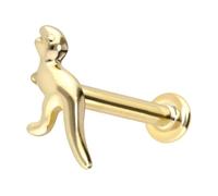 PIERCINGLINE Gold Ohr-Piercing Labret mit Innengewinde DINOSAURIER 14 KARAT Gelbgold 1 x 7 mm