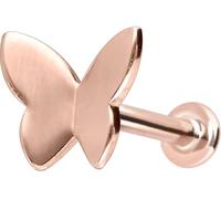 PIERCINGLINE Gold Ohr-Piercing Labret mit Push Fit SCHMETTERLING 14 KARAT Roségold 1 x 5 mm