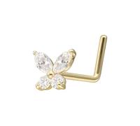 PIERCINGLINE Nasenpiercing 14/18 Karat Gold Nasenstecker L-Form MOISSANIT-SCHMETTERLING 585er Gold Goldfarben | 14 Karat nicht zutreffend