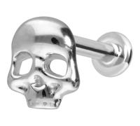 PIERCINGLINE Piercing Stecker 14 Gold Labret mit Innengewinde TOTENKOPF 585er Gold - Roségoldfarben, Goldfarben, Silberfarben
