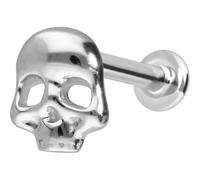 PIERCINGLINE Piercing Stecker 14 Gold Labret mit Innengewinde TOTENKOPF 585er Gold - Roségoldfarben, Goldfarben, Silberfarben