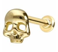 PIERCINGLINE Piercing Stecker 14 Gold Labret mit Innengewinde TOTENKOPF 585er Gold - Roségoldfarben, Goldfarben, Silberfarben