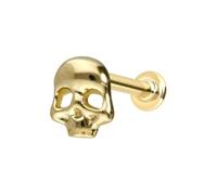 PIERCINGLINE Piercing Stecker 14 Karat Gold Labret mit Push Fit TOTENKOPF 585er Gold 14 Karat | Goldfarben Stablänge: 6mm - Stabstärke: 1,2mm