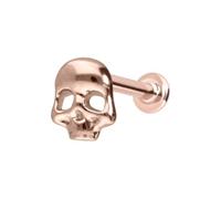 PIERCINGLINE Piercing Stecker 14 Karat Gold Labret mit Push Fit TOTENKOPF 585er Gold 14 Karat | Roségoldfarben Stablänge: 5mm - Stabstärke: 1,2mm