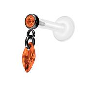 PIERCINGLINE Piercing Stecker PTFE Labret mit Innengewinde + Titan-Aufsatz KRISTALLOVAL Schwarz | Kristall: Hellrot Stablänge: 8mm | Stabstärke: 1,2mm