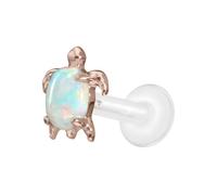 PIERCINGLINE Piercing Stecker PTFE Labret mit Innengewinde + Titan-Aufsatz SCHILDKRÖTE Roségoldfarben Stablänge: 9mm | Stabstärke: 1,2mm