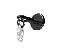 PIERCINGLINE Piercing Stecker Titan Labret mit Innengewinde KRISTALLOVAL Schwarz | Kristall: Kristallklar Stablänge: 8mm | Stabstärke: 1,2mm