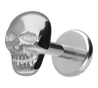 PIERCINGLINE Piercing Stecker Titan Labret mit Push Fit TOTENKOPF - Roségoldfarben, Schwarz, Goldfarben, Silberfarben
