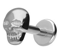 PIERCINGLINE Piercing Stecker Titan Labret mit Push Fit TOTENKOPF - Roségoldfarben, Schwarz, Goldfarben, Silberfarben