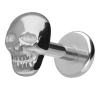 PIERCINGLINE Piercing Stecker Titan Labret mit Push Fit TOTENKOPF - Roségoldfarben, Schwarz, Goldfarben, Silberfarben