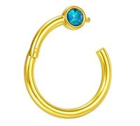 PIERCINGO® Clicker Piercing-Ring Nase Ohr Augenbraue Piercing-ring Klicker Segment-ring CHIRURGEN-STAHL 316L EDELSTAHL Gelb-Gold Opal opalfarbener Stein Türkis Grün 1.2 x 8mm