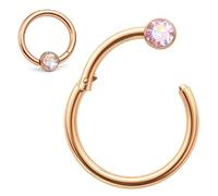 PIERCINGO® Clicker Scharnier Piercing-Ring Aurora Borealis Nase Ohr Augenbraue Klicker Segment-ring CHIRURGEN-STAHL 316L EDELSTAHL Rosé-gold Rose Gold 1 ZIRKONIA-KRISTALL-Stein Strass 1.2 x 8mm
