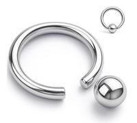 PIERCINGO® Klemmkugel-Ring CHIRURGENSTAHL 316L Silber Klemmring Nase Ohr Lippe Intim Brust Augenbraue BCR Piercingring Segment-Ring Medizinischer Edel-Stahl Ball Kugel Piercing (1.6 x 10 x 5 mm)