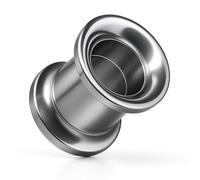 PIERCINGO® TITAN G23 Flesh-Tunnel PREMIUM TITANIUM Grad 23 Double-Flared Dünner Rand 1.2mm-32mm Ohr-Stecker Ohr-Tunnel Plug Schraub-Gewinde Piercing ASTM F136 Silber Poliert Dünn (6mm)