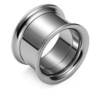 PIERCINGO® TITAN G23 Flesh-Tunnel PREMIUM TITANIUM Grad 23 Double-Flared Ohr-Tunnel Dünner Rand Ohr-Stecker Schraub-Gewinde 1.2mm-32mm Piercing ASTM F136 Silber Poliert Dünn (8mm)