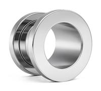 PIERCINGO® TITAN G23 Ohrtunnel PREMIUM TITANIUM Grad 23 Silber Flesh-Tunnel 1.2mm-32mm Tunnel-Piercing Ohr-Stecker Plug Double-Flared Schraub-Gewinde ASTM F136 Poliert (14mm)