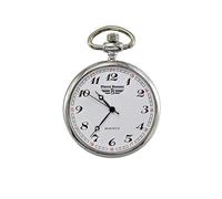 Pierre Bonnet Quarz-Taschenuhr - ohne Deckel, Gehäuse 41 mm aus Metall IPG/IPS, weißes Zifferblatt inklusive Kette, klassisches Vintage-Design ohne Deckel, silber / schwarz, Klassisch