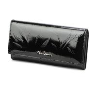 Pierre Cardin Brieftasche für Damen aus 100% Naturleder Lackiert 18,5 x 10 x 3 cm Für 9 Karten 2 Scheinfächer 1 Münzfach Farbe Schwarz