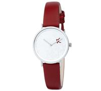 Pierre Cardin Damen Armband-Uhr mit Marken-Kürzel im Ziffernblatt analoge Quarz-Uhr mit Leder-Armband 3ATM 31mm CBV.1517 Rot/Silber