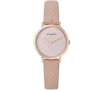 Pierre Cardin Damen Armband-Uhr mit Marken-Kürzel-Print analoge Quarz-Uhr mit Leder-Armband 3ATM 31mm CBV.1504 Rosa