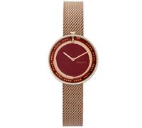 Pierre Cardin Damen Armband-Uhr modernes Ziffernblatt analoge Quarz-Uhr mit Edelstahl-Armband 3ATM 33mm CMA.0003 Rose-Gold/Rot