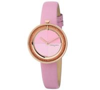 Pierre Cardin Damen Armband-Uhr modernes Ziffernblatt analoge Quarz-Uhr mit Leder-Armband 3ATM 32mm CMA.0004 Rosa/Gold