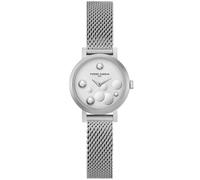 Pierre Cardin Damen Armband-Uhr Ziffernblatt mit silbernen Kreis-Details analoge Quarz-Uhr mit Edelstahl-Armband 3ATM 28mm CCM.0503 Silber