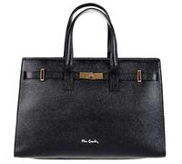 Pierre Cardin Damen-Handtasche, Echtes Leder, Groß, Shopper, Made in Italy, Schultertasche, Multifunktional, Elegant, Schwarz, Breite 16 cm x Länge 37 cm x Höhe 27 cm