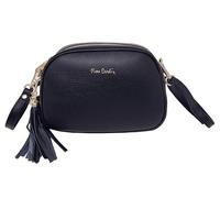 Pierre Cardin Damen-Handtasche, Echtes Leder, Schwarz, Mittelgroß, Elegant, Wasserfest, 3 Fächer, Schultergurt