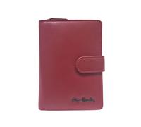 Pierre Cardin Geldbörse aus echtem Leder mit Reißverschluss und Logo aus brüniertem Metall, 9 Kartenfächer, Doppelfach, Dokumentenhalter, Maße 13,5 x 10 x 2,5 cm, Art. 2511, rot, 13,5X10x2,5, Modern
