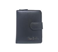 Pierre Cardin Geldbörse aus echtem Leder mit Reißverschluss und Logo aus brüniertem Metall, 9 Kartenfächer, Doppelfach, Dokumentenhalter, Maße 11 x 9 x 2,5 cm, Art. 2510, Schwarz , 11X9x2,5, Modern