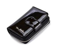 Pierre Cardin Geldtasche für Damen, Frauengeldbörse LINE Portemonnaie, Elegant, Praktisch, Robust, aus lackiertem Leder, Mittelgroß, 9,5 x 13 x 3,3 cm, schwarz