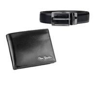 Pierre Cardin Geschenkset aus echtem Leder und Geldbörse, Schwarz 8808, 130 cm