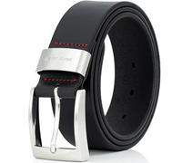 Pierre Cardin Gürtel Herren, Premium Echtleder-Gürtel Herren 40 mm breit, Echtleder Herrengürtel aus Vollrindleder schwarz, Größe/Size:Bundweite 90 cm Gesamtlänge 105 cm W 35.4 M, Farbe/Color:schwarz